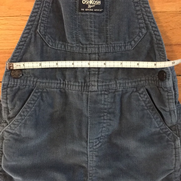Osh Kosh big Osh dusty blue cord overalls with plaid flannel lining & buckles - Picture 14 of 16